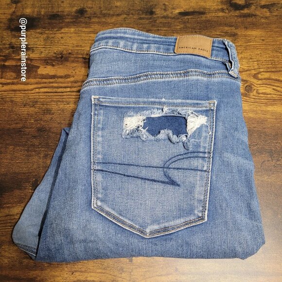 American Eagle Jeans 16 R Jegging Super Hi Rise Next Level Stretch Medium Light - Picture 3 of 13